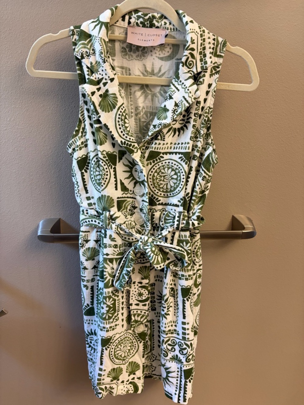 White Closet Elements Celestial Print Mini Dress — Size Medium